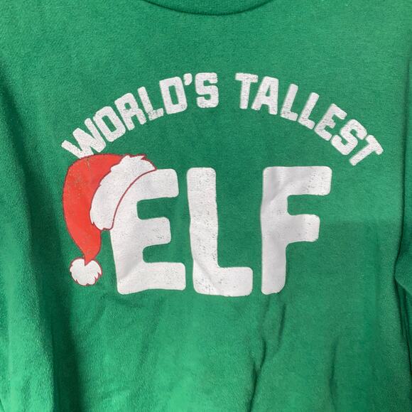 Holiday Time World's Tallest Elf Graphic Christmas Sweatshirt Men's Size Medium - Picture 2 of 5